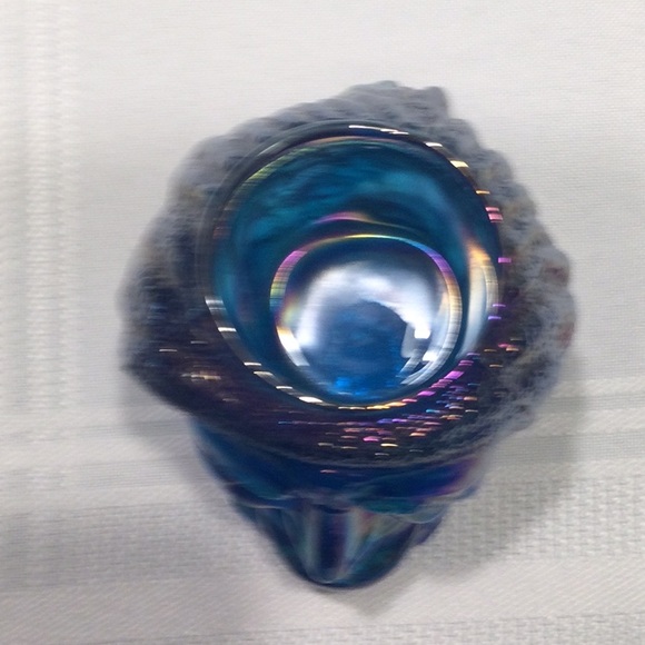 Old Lady Face with Head Scarf Blue Iridescent Glass Toothpick Holder? - Picture 5 of 6
